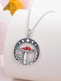 wholesale 925 Sterling Silver & Stone Mushroom Pendant Necklace for Women, Adjustable 18+2-0-1