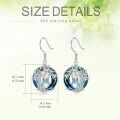 wholesale Sterling Silver Blue Crystal Tree of Life Animal Earrings (Cardinal Owl Fox Snake Sloth Giraffe) Dangle Jewelry Gift for Women-0-32