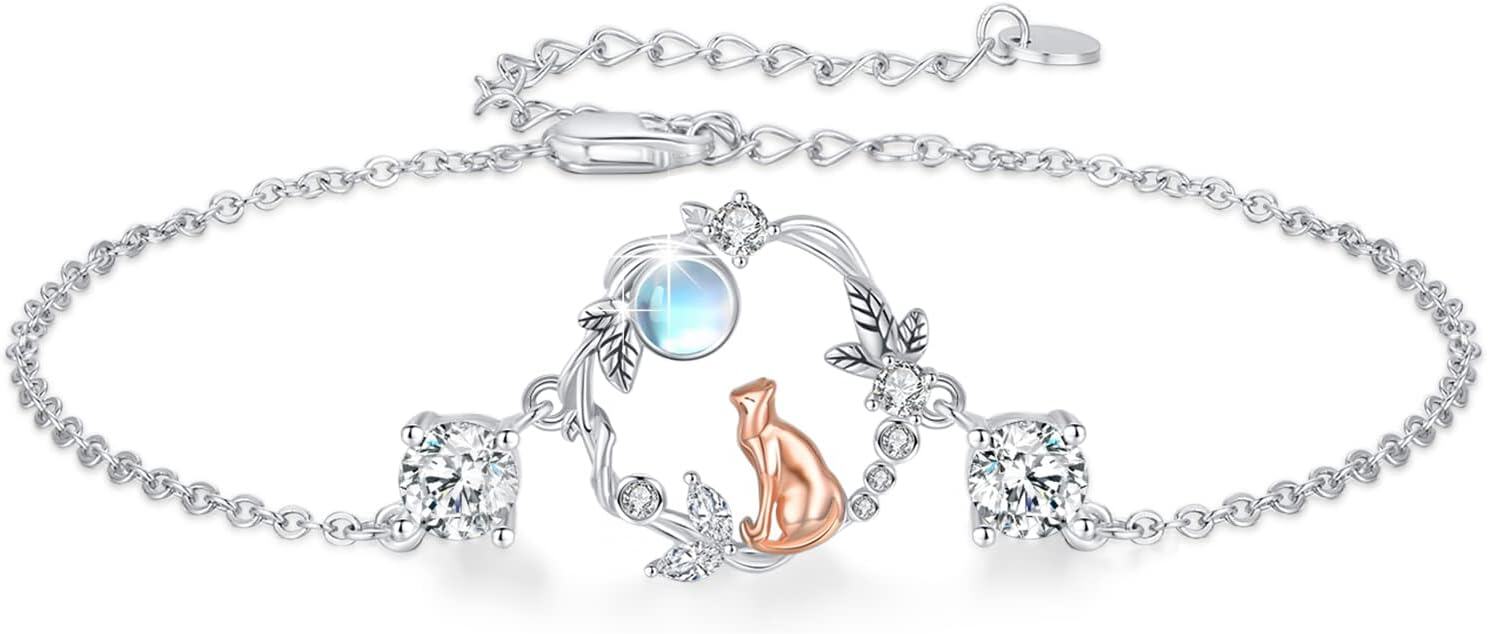 wholesale 925 Sterling Silver Moonstone Animal Charm Bracelet for Women Gifts-0-0