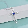 wholesale 925 Sterling Silver White Gold Plated Celtic Cross Heart Citrine Pendant Necklace-0-44