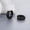 wholesale 925 Sterling Silver Viking Rune Black Cubic Zirconia Ankh Hoop Earrings for Men - Father's Day Gift-0-1