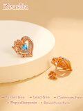 wholesale 925 Sterling Silver Rose Heart Birthstone Stud Earrings for Women-0-5