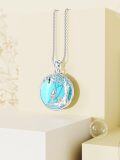 wholesale Sterling Silver Stone Alice in Wonderland Cat Pendant Necklace Tree of Life Jewelry Gift for Women-0-9