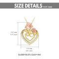 TOUPOP 14K Gold Rose Flower Heart Pendant Necklace-0-3