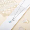wholesale 925 Sterling Silver Angel Wing Larimar Stone Pendant Necklace for Women-0-1