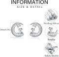 wholesale 925 Sterling Silver Snake Moon Stud Earrings with Cubic Zirconia for Women-0-5
