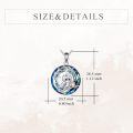 wholesale 925 Sterling Silver Owl & Cub Blue Crystal Pendant Necklace for Women Mother's Day Gift-0-2