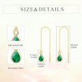 wholesale 14K Gold Infinity Teardrop Emerald Threader Earrings for Women - 23rd Anniversary Gifts for Her-0-3