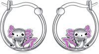 wholesale 925 Sterling Silver Axolotl Hoop Earrings - Adorable Purple Enamel Gift for Her-Axolotl