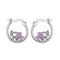 wholesale 925 Sterling Silver Axolotl Hoop Earrings - Adorable Purple Enamel Gift for Her-0-0