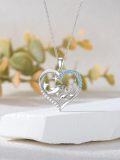 wholesale 925 Sterling Silver Heart Dolphins Pendant Necklace with Blue Cubic Zirconia and Chain for Women Girls-0-1