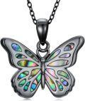 wholesale 925 Sterling Silver Black Butterfly Necklace with Abalone Shell Blue Opal Turquoise Gemstone-0-0