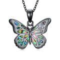 wholesale 925 Sterling Silver Black Butterfly Necklace Wholesale With Mother-of-pearl Wings-0-0