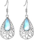 wholesale 925 Sterling Silver Teardrop Moonstone Bohemian Drop Earrings for Women-0-0