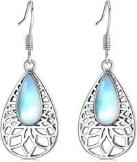 wholesale 925 Sterling Silver Teardrop Moonstone Bohemian Drop Earrings for Women-Boho Moonstone Earrings-6