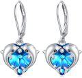 wholesale 925 Sterling Silver Blue Crystal Heart Dolphin Wave Stud Earrings for Women-0-0
