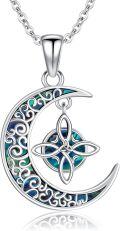 wholesale 925 Sterling Silver Crescent Moon & Celtic Knots Pendant Necklace s for Her Him-0-0