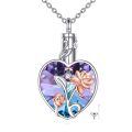 wholesale 925 Sterling Silver Heart Cremation Jewelry With Rose Design-0-0