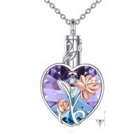 wholesale 925 Sterling Silver Heart Cremation Jewelry With Rose Design-Rose crystal urn