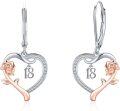 wholesale 925 Sterling Silver 925 Rose Gold Plated Heart with Floral Drop Earrings for Women-0-0
