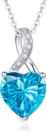 wholesale 925 Sterling Silver 1 10cttw Real Cubic Zirconias Heart Birthstone Necklace for Women Mom Wife-12. December - Dec.