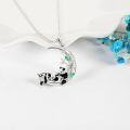 wholesale 925 Sterling Silver Moon Pendant Necklace with Panda and Bamboo Design for Women Girls Mothers Day Gift-0-3