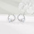 wholesale 925 Sterling Silver Butterfly Flower Hoop Earrings with Opal and Rose Gold Accents-0-2