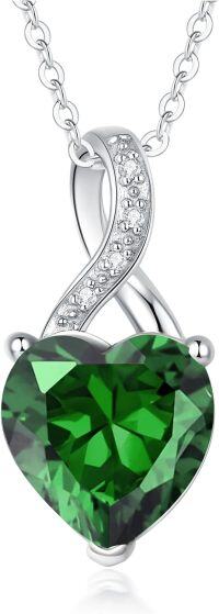 wholesale 925 Sterling Silver 1 10cttw Real Cubic Zirconias Heart Birthstone Necklace for Women Mom Wife-5. May - May