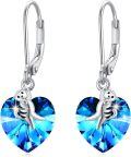 wholesale 925 Sterling Silver Heart-Shaped Crystal Cat Dangle Earrings-0-0