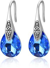 wholesale 925 Sterling Silver Birthstone Celtic Knot Dangle Earrings Women s Jewelry Gift-09 Sep