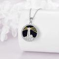 wholesale 925 Sterling Silver Round Lighthouse Pendant with Blue Glitter Stone and Gold Accents for Women's Necklaces Gifts-0-4