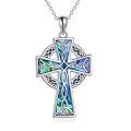 wholesale 925 Sterling Silver Celtic Cross Necklace With Mother Of Pearl Inlay-0-0