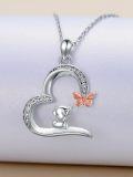 wholesale 925 Sterling Silver Elephant & Butterfly Heart Pendant Necklaces for Girls Gifts-0-2