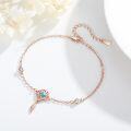 wholesale Rose Gold Turquoise Feather Dreamcatcher Adjustable Bracelet - 925 Sterling Silver  (9)-0-3