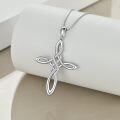 wholesale 925 Sterling Silver Celtic Knot Cross Pendant  - Irish Religious Infinite Love Jewelry for Women Girls Gift Boxed 48 Chain Included-0-2