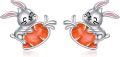 wholesale 925 Sterling Silver Bunny Heart Stud Earrings for Women - Animal Lovers Gift-0-0