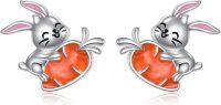 wholesale 925 Sterling Silver Bunny Heart Stud Earrings for Women - Animal Lovers Gift-rabbit stud earrings