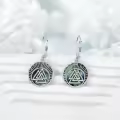 wholesale 925 Sterling Silver Abalone Shell Valknut Viking Symbol Leverback Earrings-0-3