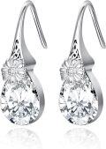 wholesale 925 Sterling Silver CZ Flower Drop Dangle Hook Studs Earings  for Girls and Women-0-0