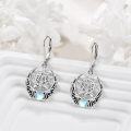 wholesale 925 Sterling Silver Moon & Star Trinity Knot Drop Earrings with Rainbow Moonstone for Women's s-0-2
