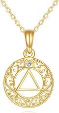 wholesale 14K Gold Round Circle Triangle Diamond Pendant Necklace for Women-0-0