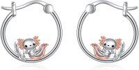 wholesale 925 Sterling Silver Axolotl Hoop Earrings with Rose Gold Accents and Flower Details-Axolotl