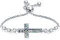 wholesale 925 Sterling Silver & Abalone Tree of Life Cross Bracelet for Women, Mother, Christian Gift, Family Jewelry, Sensitive Skin Safe, 7 Inch-0-0