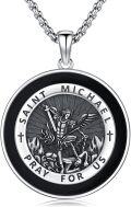 wholesale 925 Sterling Silver Saint Michael Medal Pendant Necklace Catholic s for Men & Women-0-0