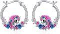 wholesale 925 Sterling Silver Unicorn Floral Huggie Hoop Earrings - Cute Animal Design Jewellery Gift for Girls and Women-0-0