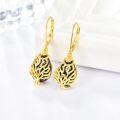 wholesale 925 Sterling Silver Tree of Life Black Onyx Drop Earrings with Gold Plating - Handmade  for Women-0-3