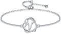 wholesale TOUPOP Gifts For Women Heart Initial Bracelet 925 Sterling Silver Double Heart Bracelet Birthday Jewelry Birthday Christmas Gifts For Her Wife Girlfriend -0-0