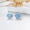 wholesale 925 Sterling Silver Blue Fire Opal Infinity Heart Stud Earrings with Cubic Zirconia Accents-0-1