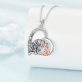 wholesale 925 Sterling Silver Heart Pendant Necklace with Girl and Tiger Design - I Love You Message Engraved on Chain Perfect Memorial  for Women & Girls-0-4