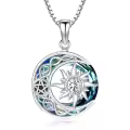 TOUPOP Sterling Silver Blue Crystal Sun Moon Necklace-0-0